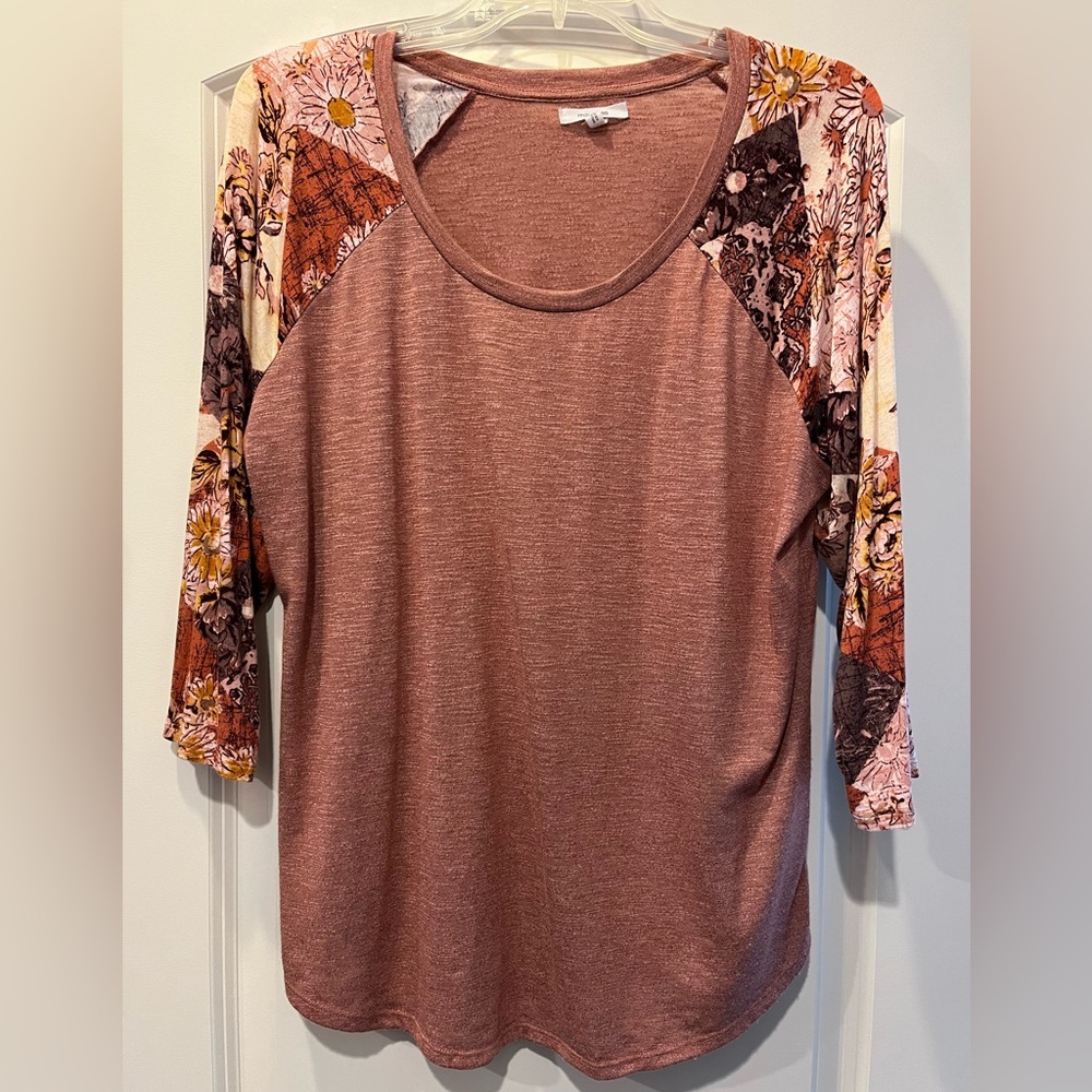 Maurice’s - Flawless Floral Patchwork Sleeve Top